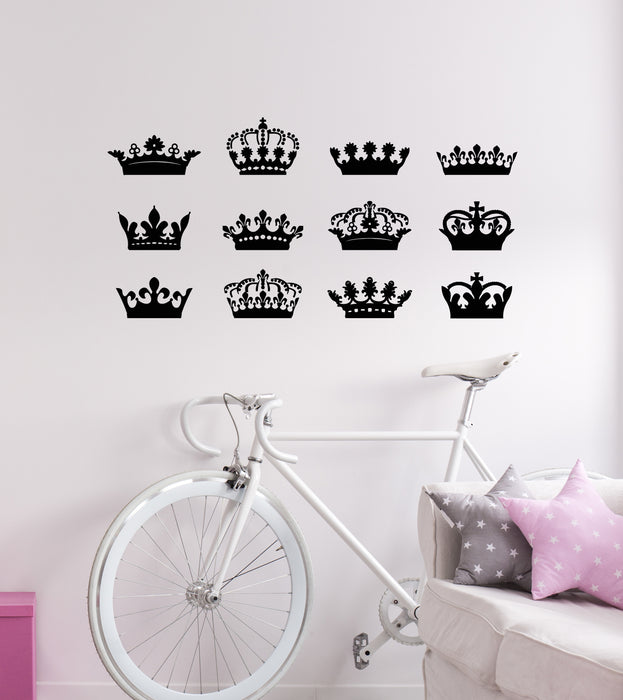 Vinyl Wall Decal Crowns Collection King Queen Sign Kingdom Decor Stickers Mural (g7626)