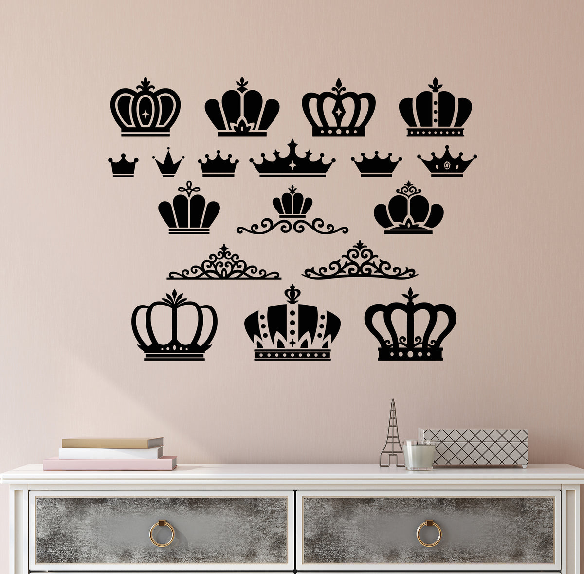 Crowns Vinyl Wall Decal Collection King Queen Sign Kingdom Stickers Mu ...