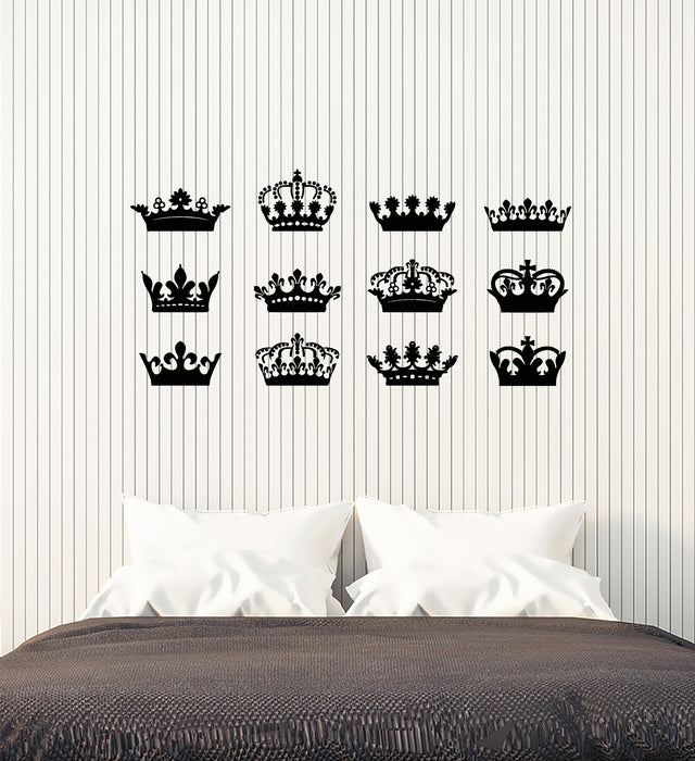 Vinyl Wall Decal Crowns Collection King Queen Sign Kingdom Decor Stickers Mural (g7626)