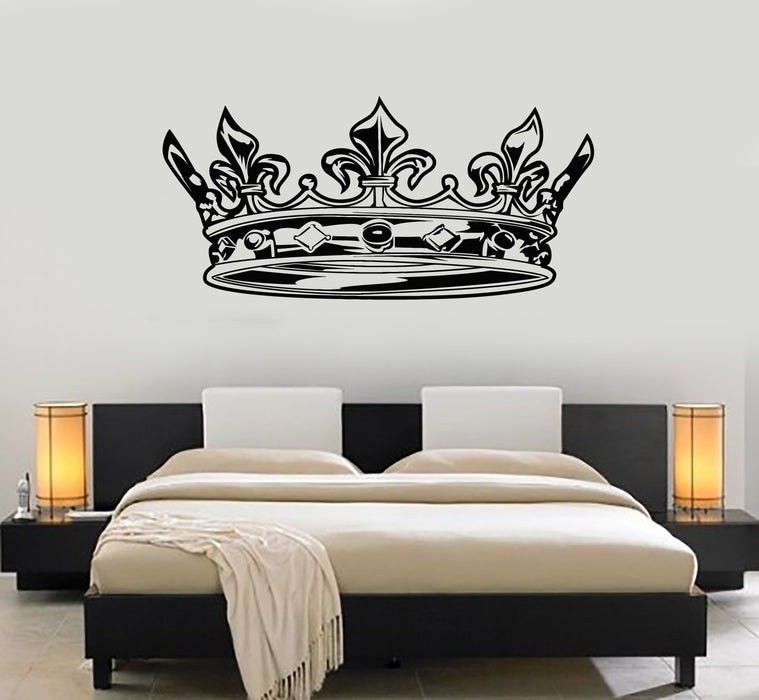 Vinyl Wall Decal Crown King Sign Above Bed Bedroom Home Interior Stickers Mural (g2891)
