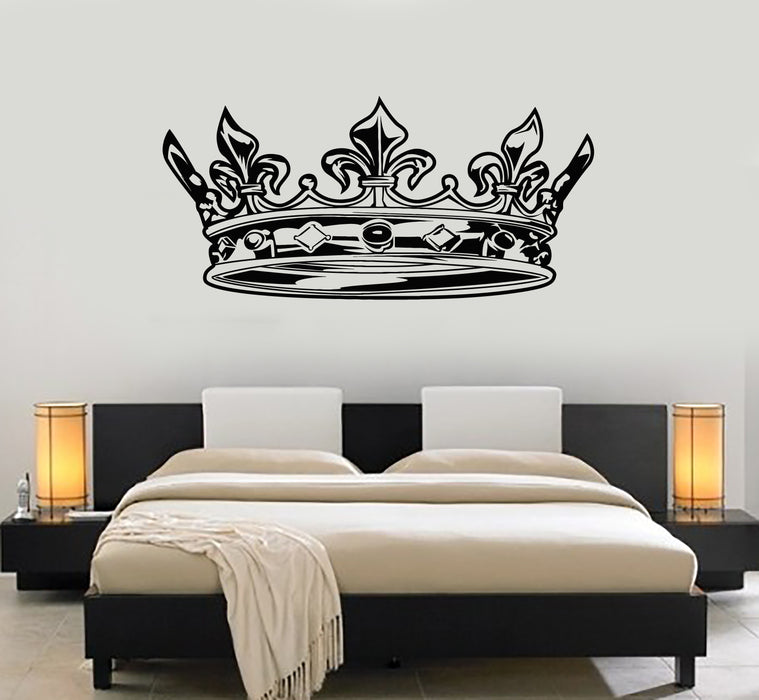 Vinyl Wall Decal Crown King Sign Above Bed Bedroom Home Interior Stick ...