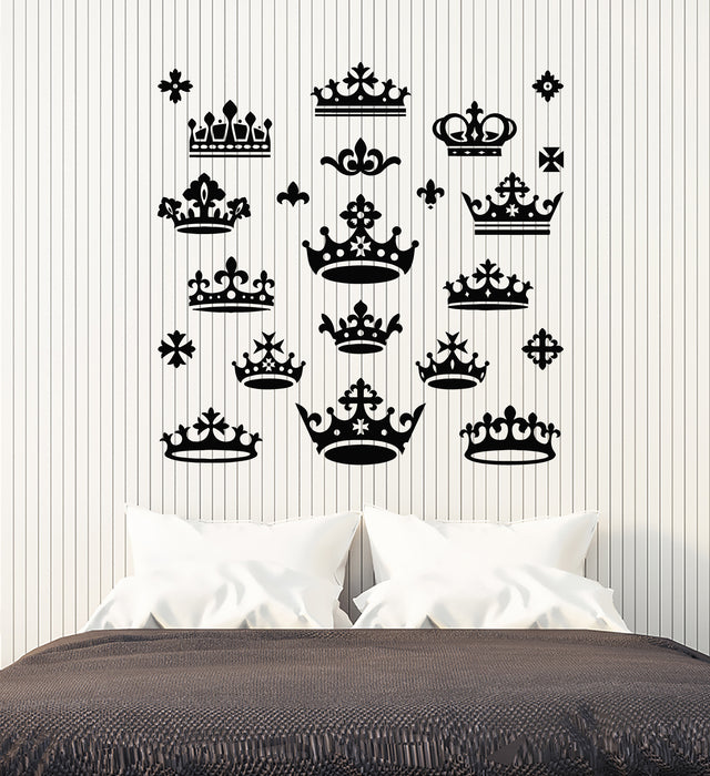 Vinyl Wall Decal Bedroom Decor Crowns King Sign Kingdom Stickers Mural (g7398)