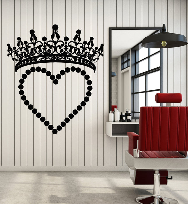 Vinyl Wall Decal Heart Symbol Queen Crown Girl Room Decoration Stickers Mural (g5388)