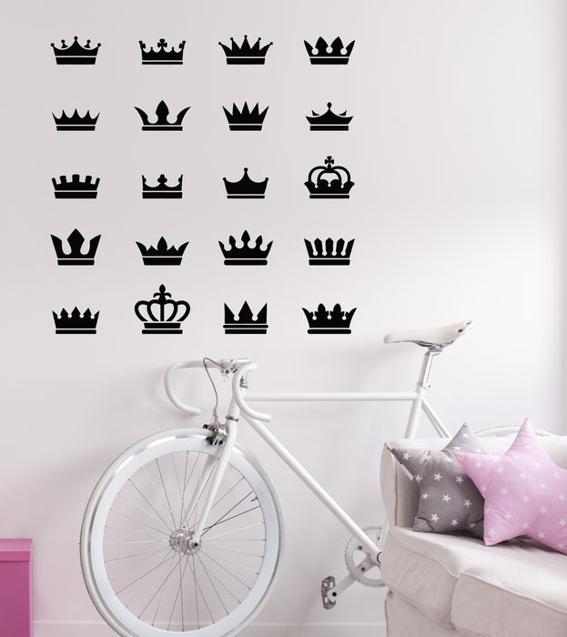 Vinyl Wall Decal Crowns Patterns Kindom Sing Girl Room Interior Stickers Mural (g7534)