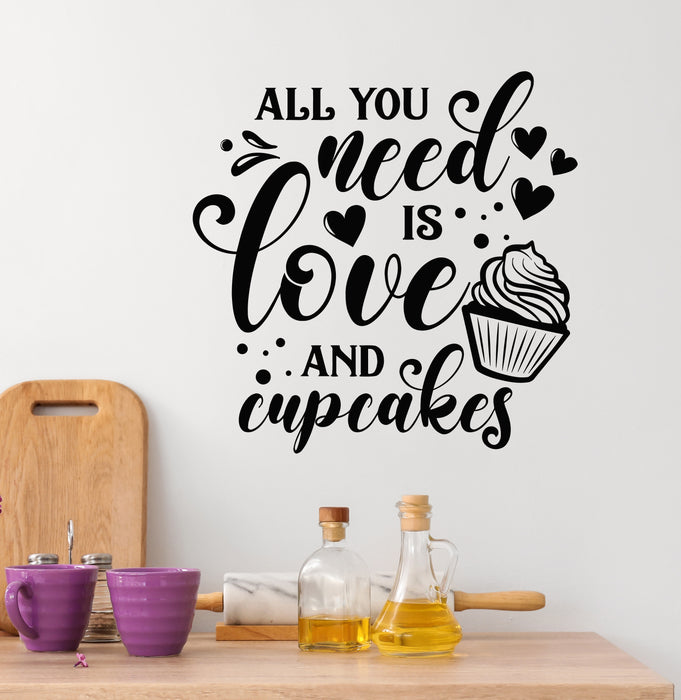 Vinyl Wall Decal Dessert Sweet Cupcakes Cafe KItchen Quote Stickers Mural (g7423)