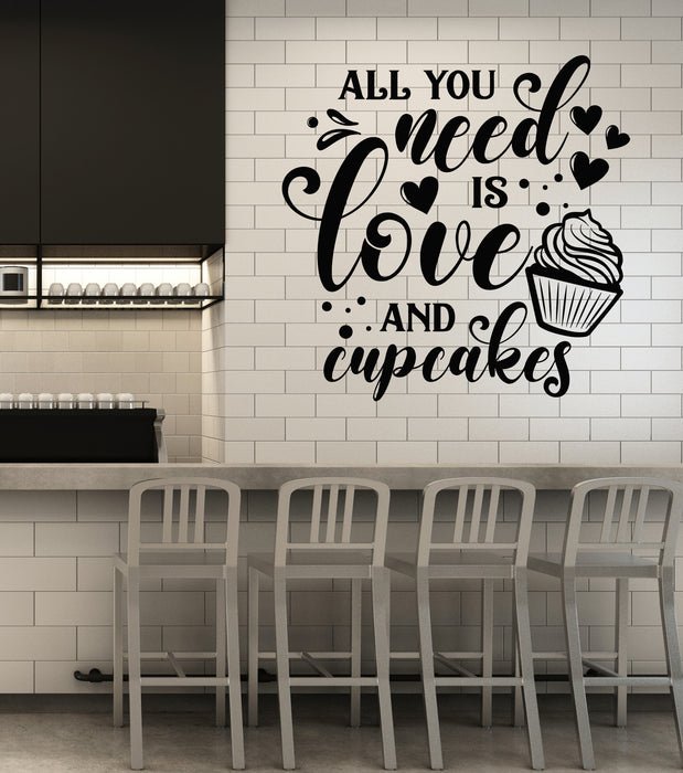 Vinyl Wall Decal Dessert Sweet Cupcakes Cafe KItchen Quote Stickers Mural (g7423)