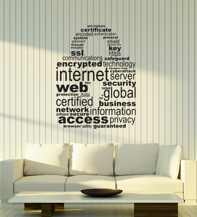 Vinyl Wall Decal Cyber Security Lock Secure Internet Web Hacker Stickers Mural (ig6150)