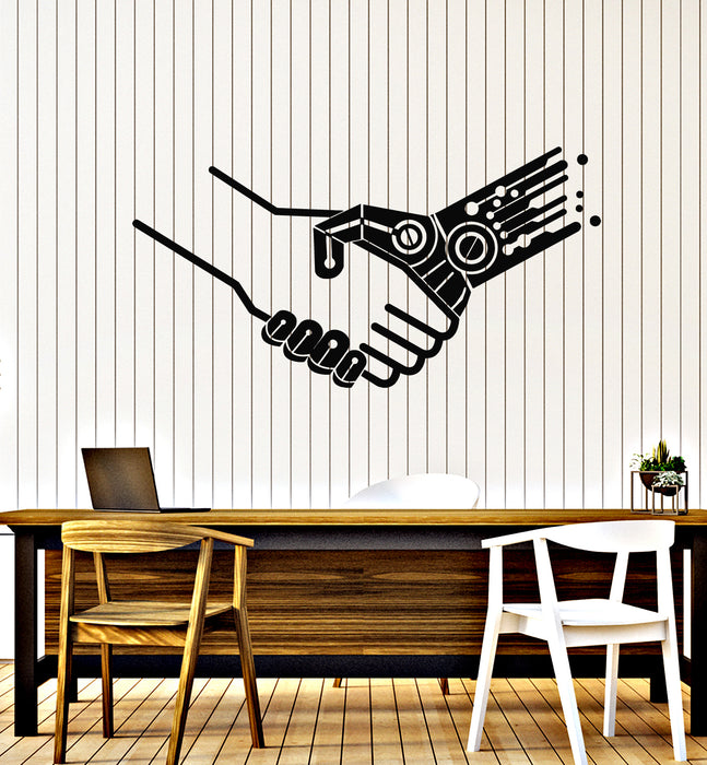 Vinyl Wall Decal Computer Micro Chip Human Hands Science Stickers Mural (g2777)