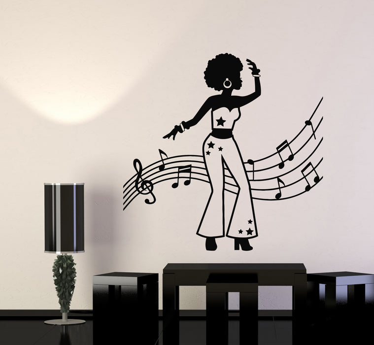 Vinyl Wall Decal African Woman Dancer Music Notes Melody Stickers Mural (g998)