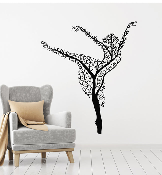 Vinyl Wall Decal Dancer Girl Abstract Tree Branch Nature Living Room Stickers Mural (g6808)