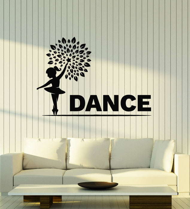 Vinyl Wall Decal Little Dancer Flower Pattern Kids Ballet Studio Stickers Mural (g7509)
