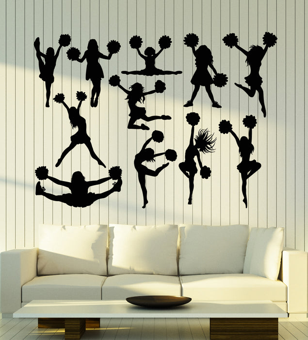 Vinyl Wall Decal Dancing Girls Cheerleaders Sports Fan Club Decor Stickers Mural (g7018)