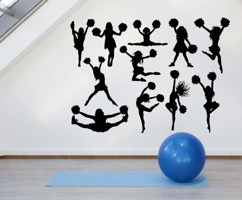 Vinyl Wall Decal Dancing Girls Cheerleaders Sports Fan Club Decor Stickers Mural (g7018)