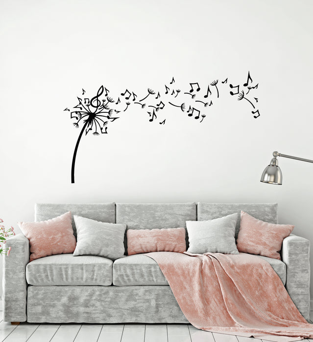 Vinyl Wall Decal Dandelion Flowers Music Notes Patterns Stickers Mural (g1817)