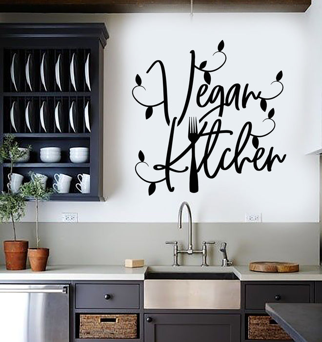 Vinyl Wall Decal Vegetarian Food Vegan Kitchen Healthy Food Stickers Mural (g4982)