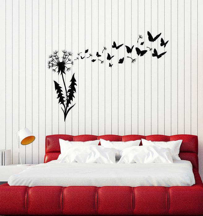 Vinyl Wall Decal Dandelion Flower Floral Butterflies Patterns Stickers Mural (g5988)