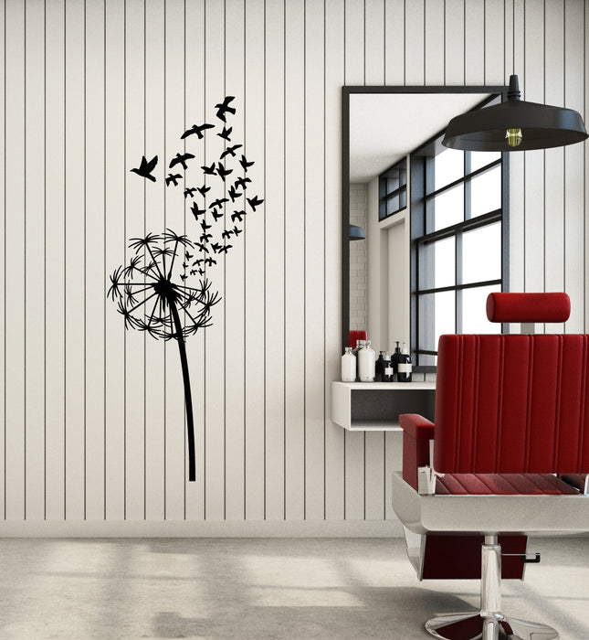 Vinyl Wall Decal Flower Dandelion With Birds Patterns Nature Summer Stickers Mural (g7240)