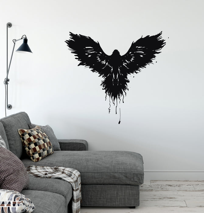 Dark Bird Vinyl Wall Decal Animal Darkness Flapping Wings Stickers Mural (k298)