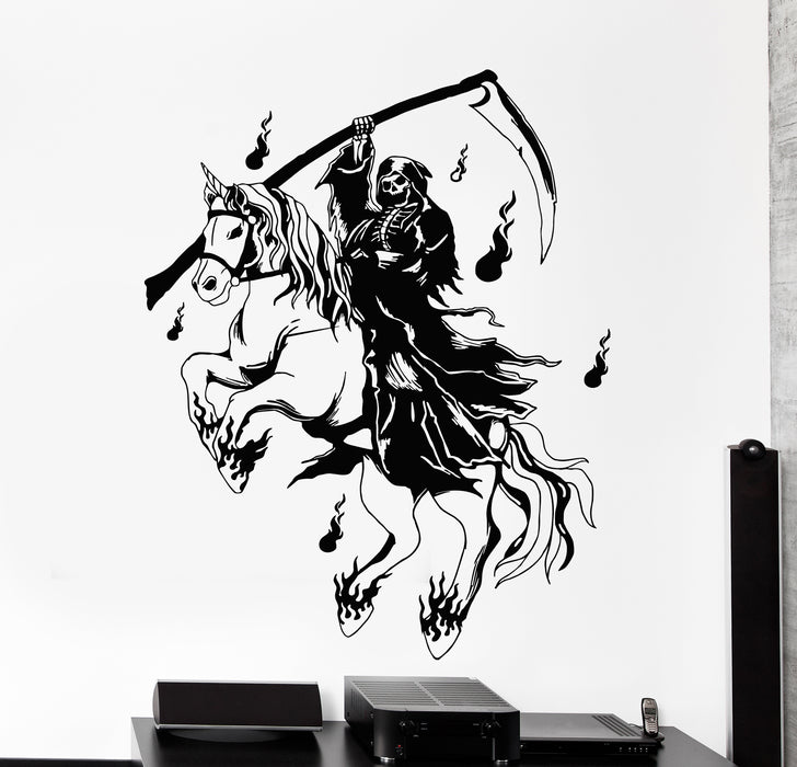 Vinyl Wall Decal Horseman With Scythe Dead Skull Horror Decor Stickers Mural (g5788)