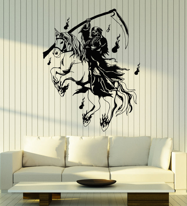 Vinyl Wall Decal Horseman With Scythe Dead Skull Horror Decor Stickers Mural (g5788)