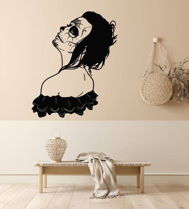 Vinyl Wall Decal Mexico Mexican Girl Day Of The Dead Calavera Stickers Mural (g5578)