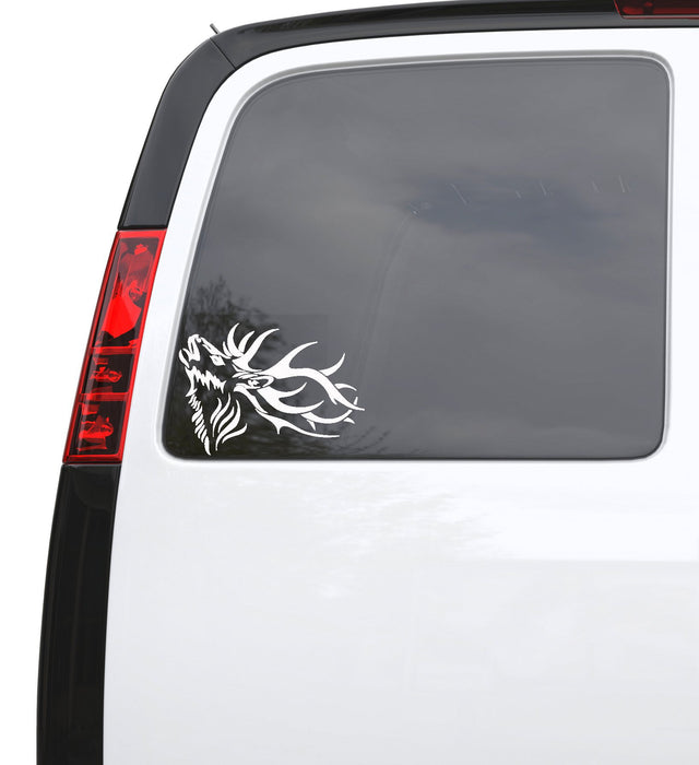 Auto Car Sticker Decal Deer Horn Head Hunter Animal Truck Laptop Window 7.1" by 5" Unique Gift ig251c