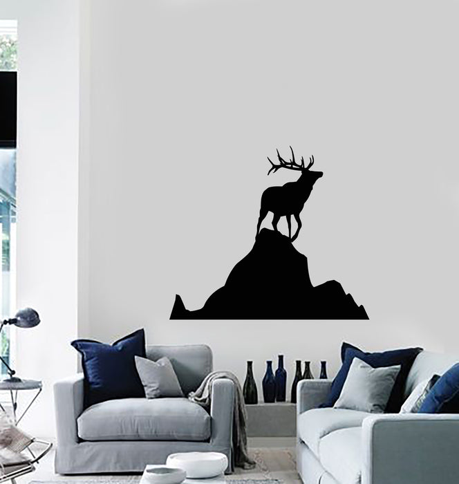 Vinyl Wall Decal Deer Rock Animal Silhouette Nature Living Room Stickers Mural (ig6130)