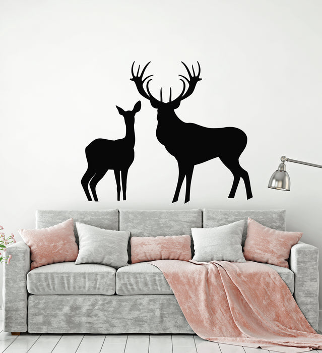 Vinyl Wall Decal Deer Family Forest Animals Nature Hunting Room Stickers Mural (g2588)