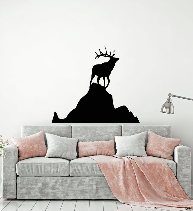 Vinyl Wall Decal Deer Rock Animal Silhouette Nature Living Room Stickers Mural (ig6130)