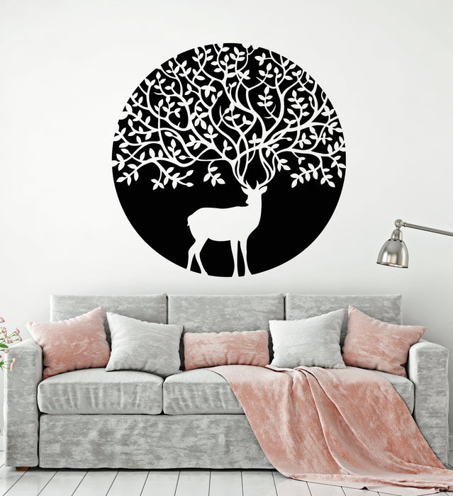 Vinyl Wall Decal Deer Animal Reindeer Tribal Tree Nature Stickers Mural (g2991)