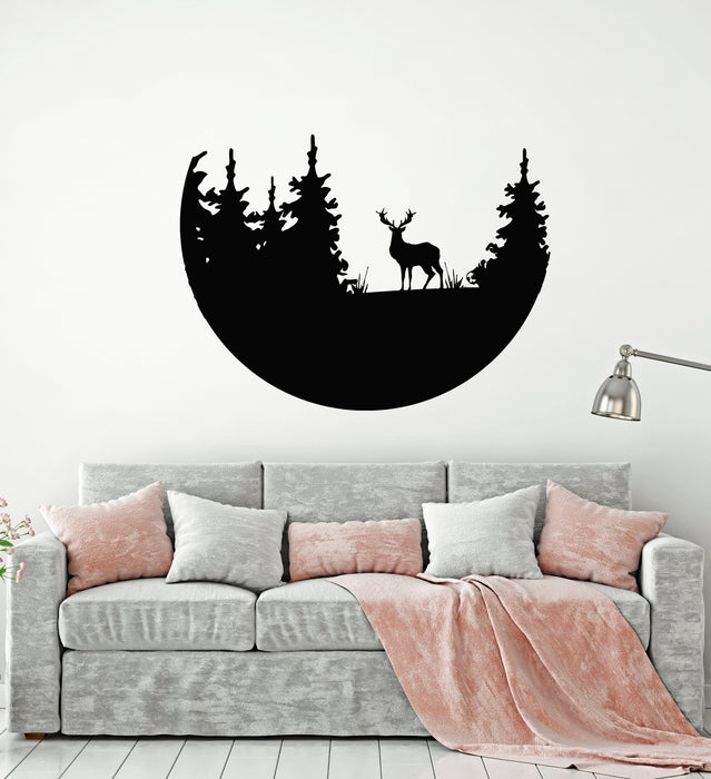 Vinyl Wall Decal Bedroom Abstract Moon Deer Animal Forest Stickers Mural (g3484)
