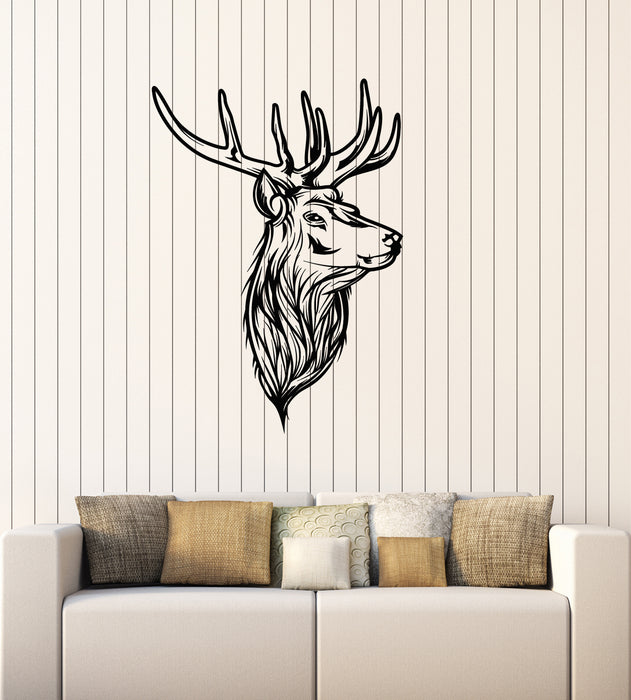 Vinyl Wall Decal Deer Horn Head Hunter Animal Living Room Stickers Mural (g4222)