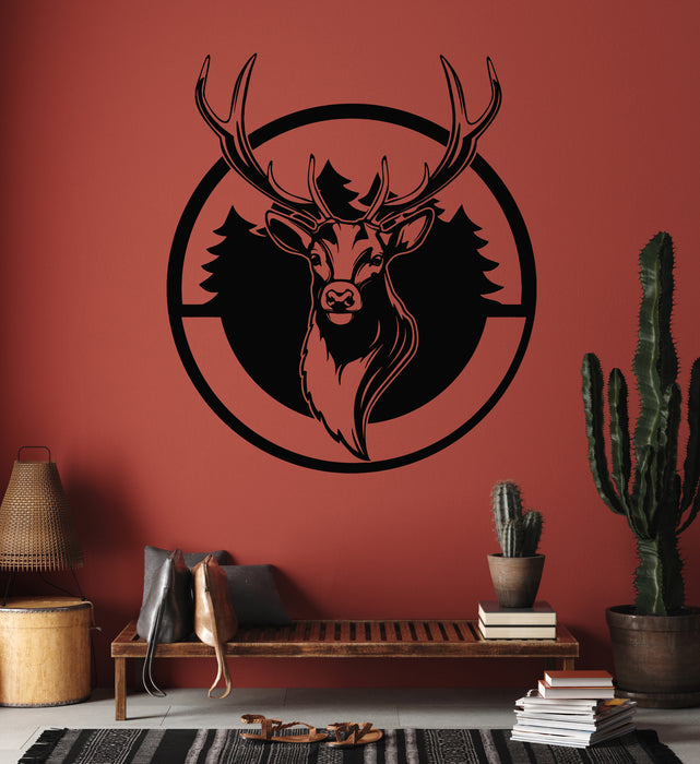 Vinyl Wall Decal Deer Horn Head Hunter Wild Animal Forest Stickers Mural (g5342)