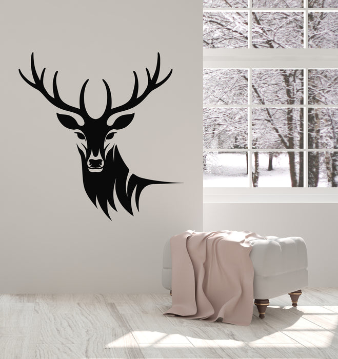 Vinyl Wall Decal Deer Wild Animal Reindeer Head Tribal Stickers Mural (g6467)