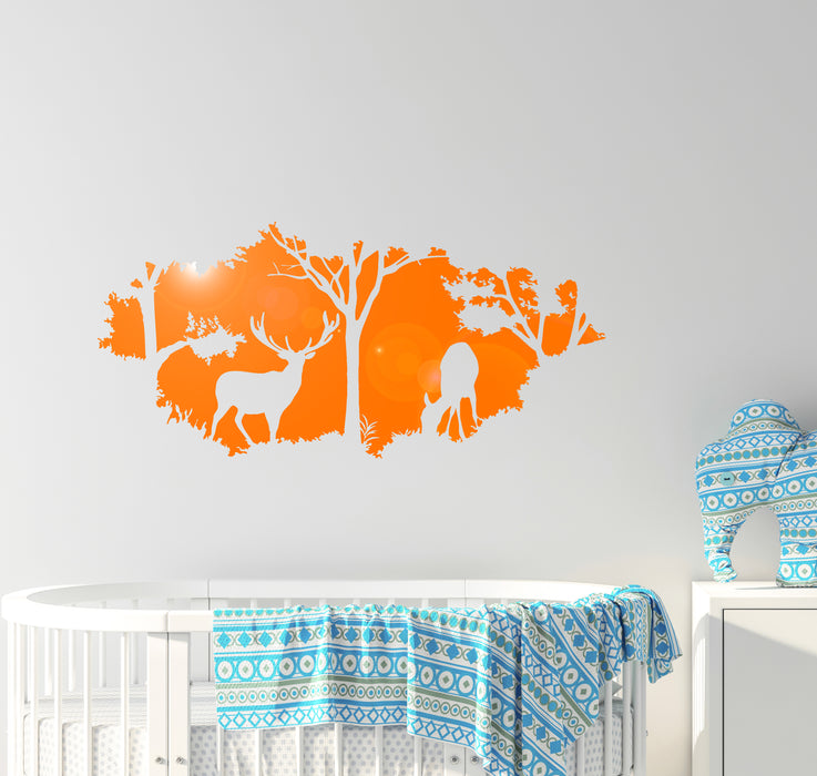 Vinyl Wall Decal Nature Deer Animal Trees Home Interior Room Stickers Unique Gift (ig3838)