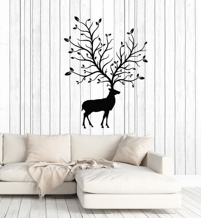 Vinyl Wall Decal Deer Horns Animal Forest Tree Nature Living Room Stickers Mural (g4113)