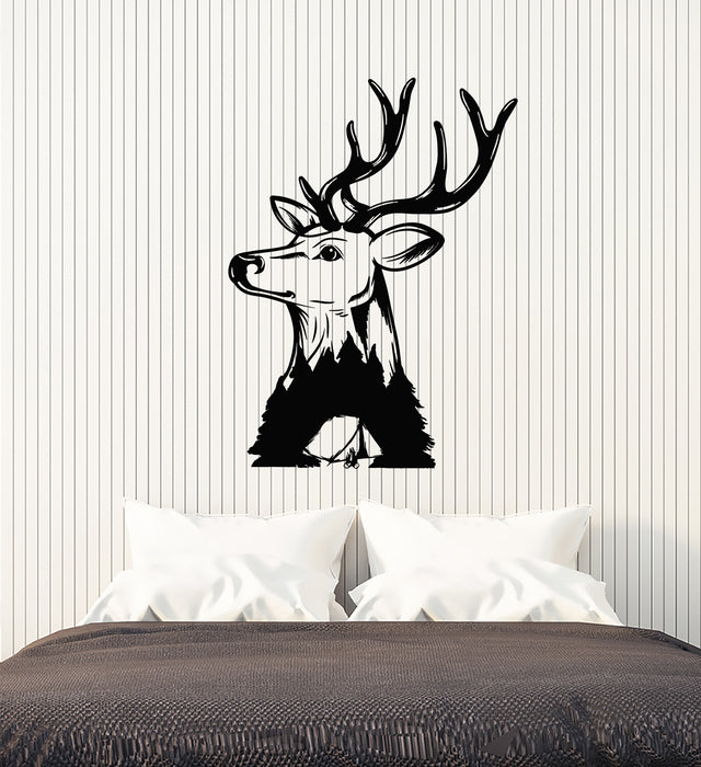 Vinyl Wall Decal Deer Horn Head Hunter Animal Camping Stickers Mural (g4625)