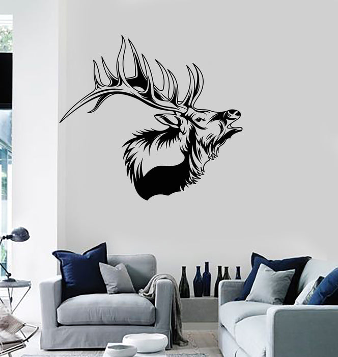 Vinyl Wall Decal Deer Horn Head Hunter Home Living Room Animal Stickers Mural (g6409)