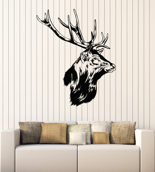 Vinyl Wall Decal Forest Hunting Animal Head Deer Elk Horn Stickers Mural (g7498)