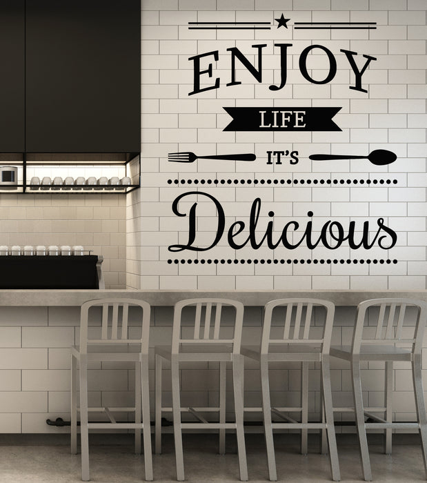 Vinyl Wall Decal Inspiring Phrase Enjoy Life Delicious Cafe Kitchen Stickers Mural (g2805)