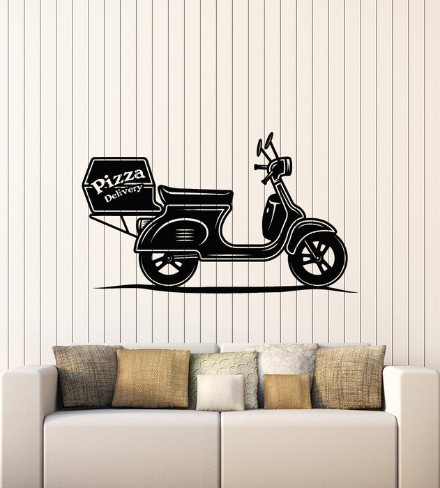 Vinyl Wall Decal Bike Food Delivery Truck Pizzeria Food Stickers Mural (g3364)