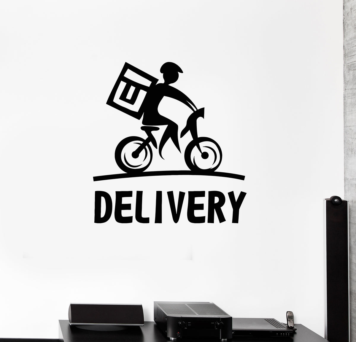 Vinyl Wall Decal Food Delivery Guy Fast Service Business Store Sticker