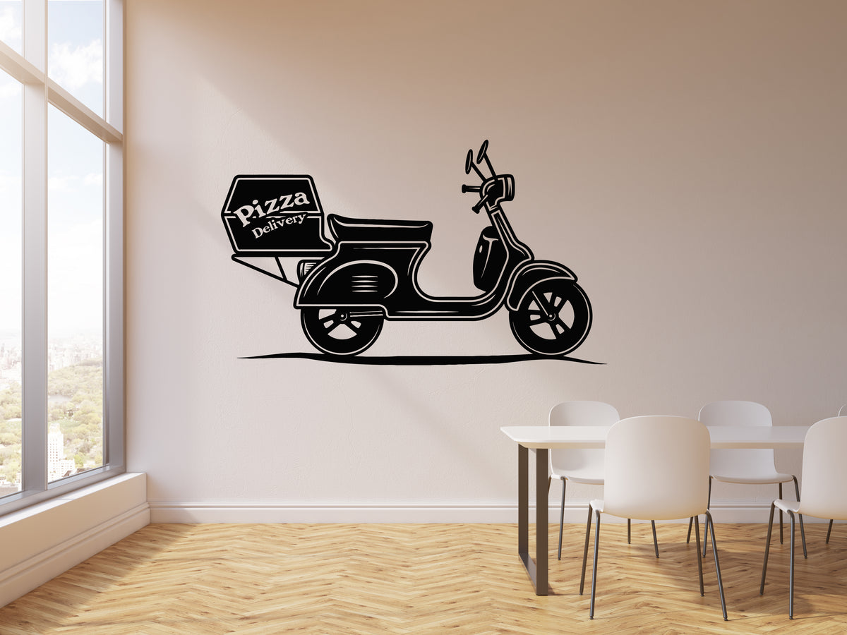 Vinyl Wall Decal Bike Food Delivery Truck Pizzeria Food Stickers Mural ...