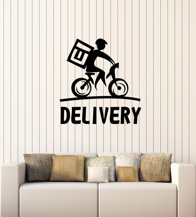 Виниловая наклейка на стену Доставка еды Парень быстрого обслуживания Бизнес Магазин Наклейки Фреска (g3407)