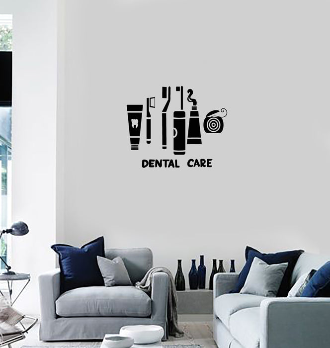 Vinyl Decal Wall Sticker Dental Care Clinic Dentist Toothbrush Floss Decor Unique Gift (g131)