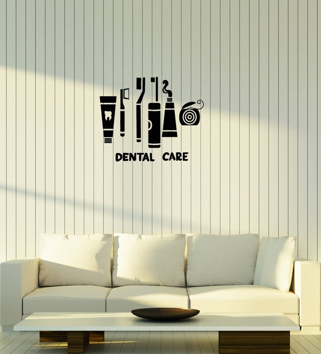 Vinyl Decal Wall Sticker Dental Care Clinic Dentist Toothbrush Floss Decor Unique Gift (g131)