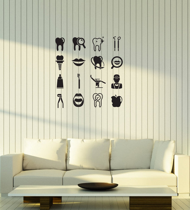 Vinyl Decal Wall Sticker Dental Instruments Teeth Toothbrush Toothpaste Unique Gift (g098)