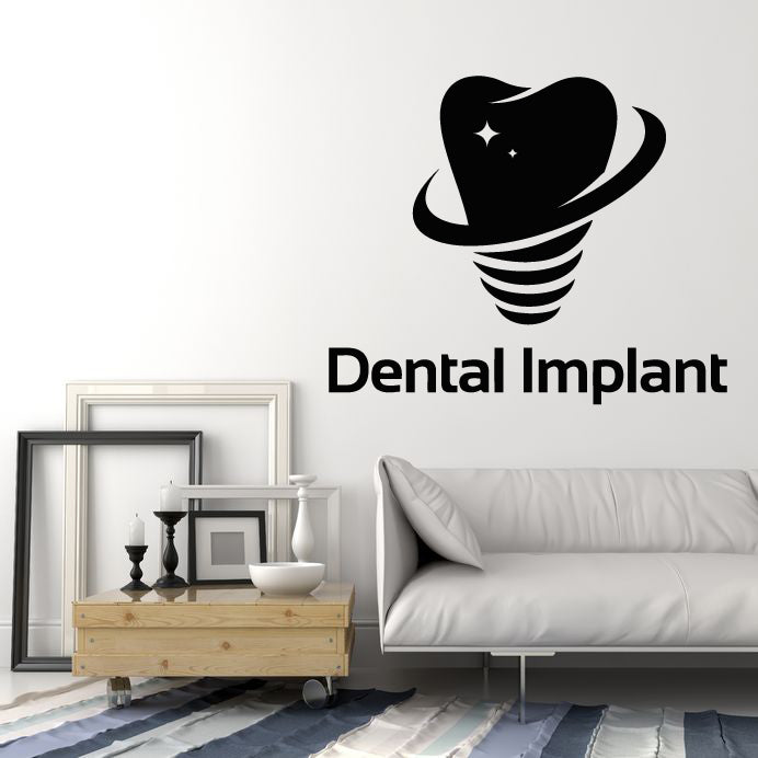 Vinyl Wall Decal Dental Implant Healthy Teeth Dentist Clinic Stickers Mural (g6031)