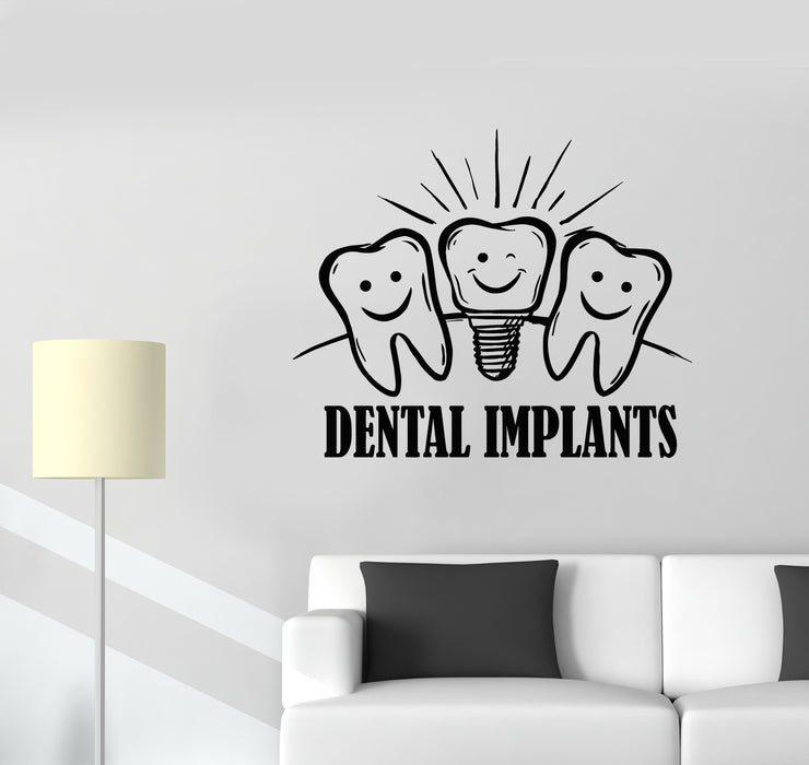 Vinyl Wall Decal Stomatology Dental Implant Cartoon Tooth Stickers Mural (g6038)