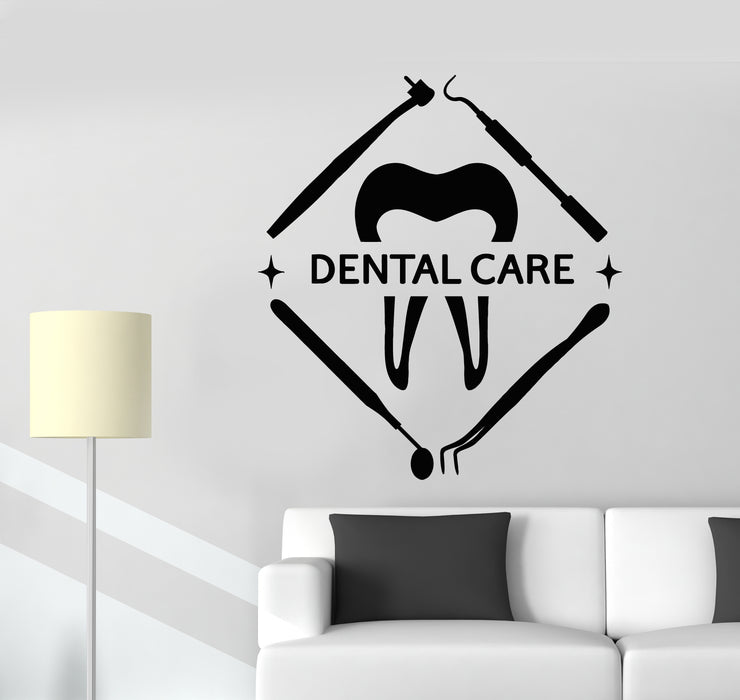 Vinyl Wall Decal Healthy Teeth Care Dentist Clinic Dental Tools Stickers Mural (g5237)